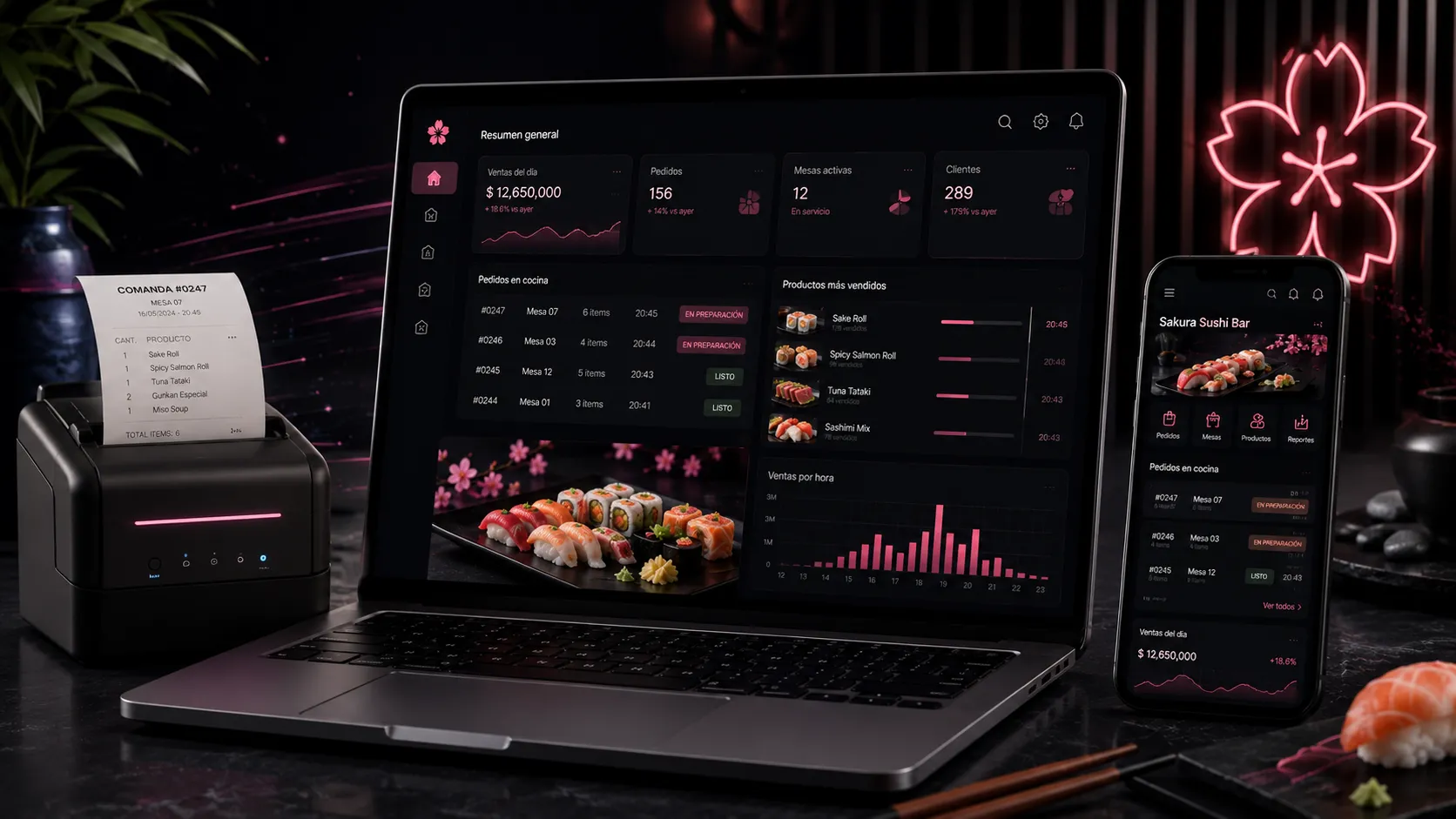 Proyecto Sakura Sushi Bar (Restaurante de sushi) desarrollado por Naxor Web